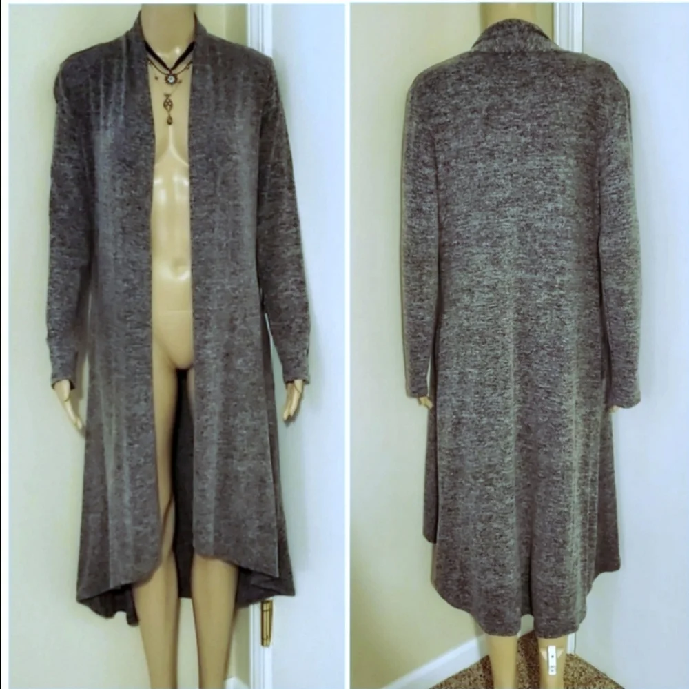 CP All-Season S Black Gray Heathered Long Sweater Jacket w Pockets NWT Nice Gift - Picture 3 of 10